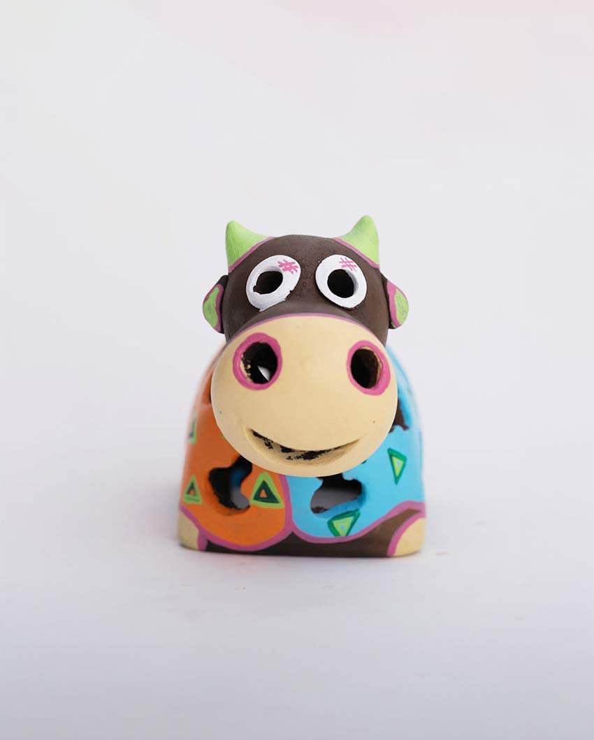 Elegant Design Terracotta Cow Tealight Cover | 8 x 4 x 5 inches