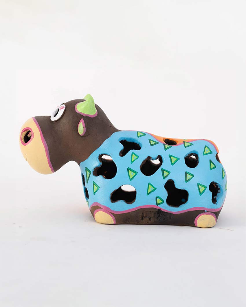 Elegant Design Terracotta Cow Tealight Cover | 8 x 4 x 5 inches