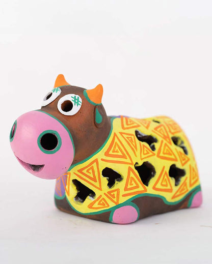 Elegant Design Terracotta Cow Tealight Cover | 8 x 4 x 5 inches