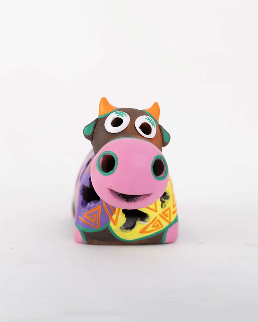 Elegant Design Terracotta Cow Tealight Cover | 8 x 4 x 5 inches