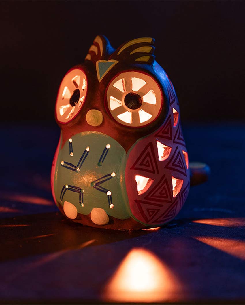 Beautiful Design Terracotta Owl Tealight Cover | 6 x 5 x 6 inches