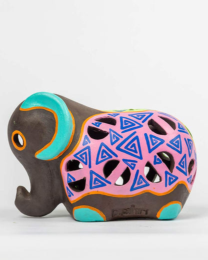 Elegant Design Terracotta Elephant Tealight Cover | 8 x 5 x 5 inches