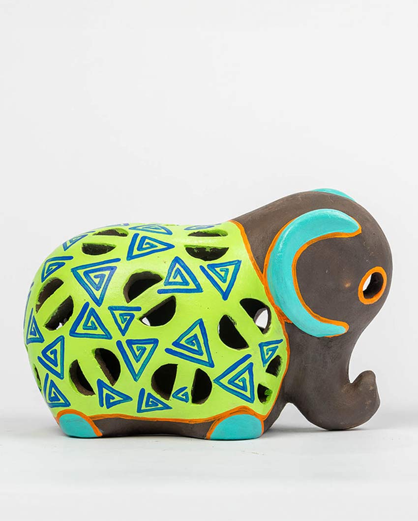 Elegant Design Terracotta Elephant Tealight Cover | 8 x 5 x 5 inches