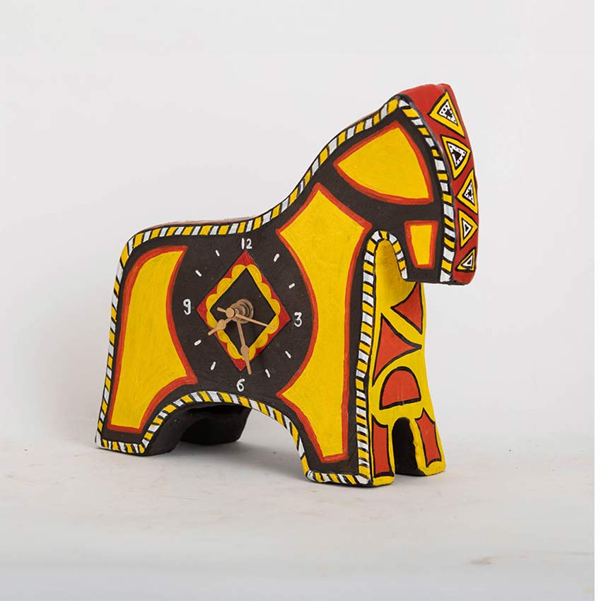 Elegant Design Terracotta Horse Shaped Table Clock | 8 x 3 x 7 inches