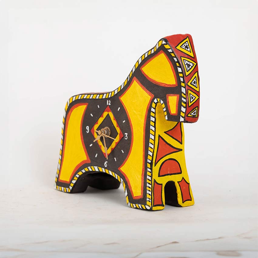 Elegant Design Terracotta Horse Shaped Table Clock | 8 x 3 x 7 inches