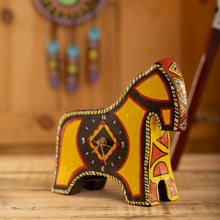 Elegant Design Terracotta Horse Shaped Table Clock | 8 x 3 x 7 inches