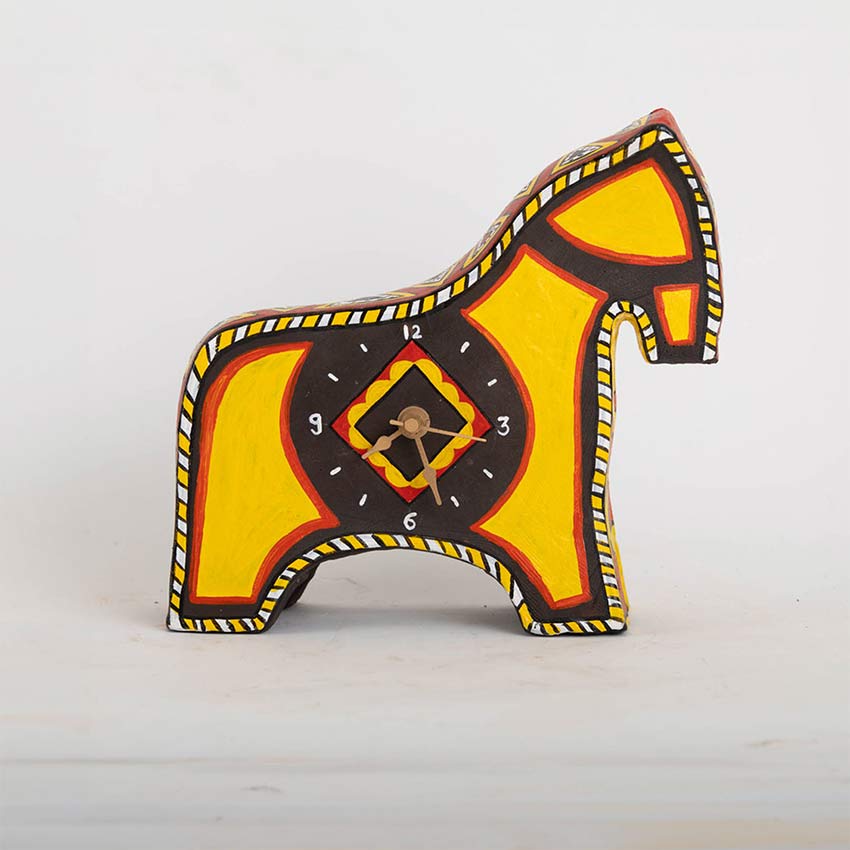 Elegant Design Terracotta Horse Shaped Table Clock | 8 x 3 x 7 inches