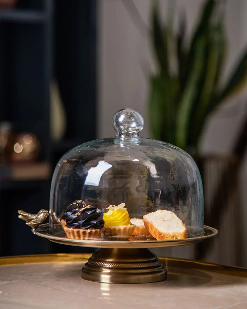 Birdie Cake Stand with Glass Cloche