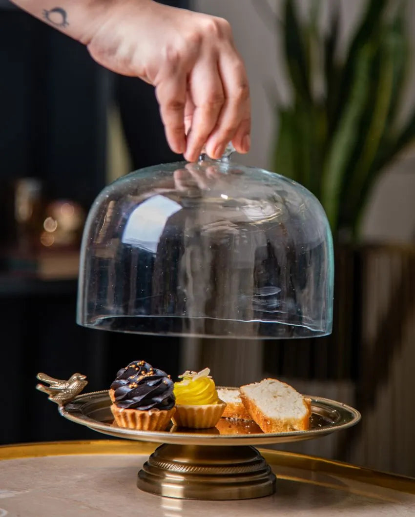 Birdie Cake Stand with Glass Cloche