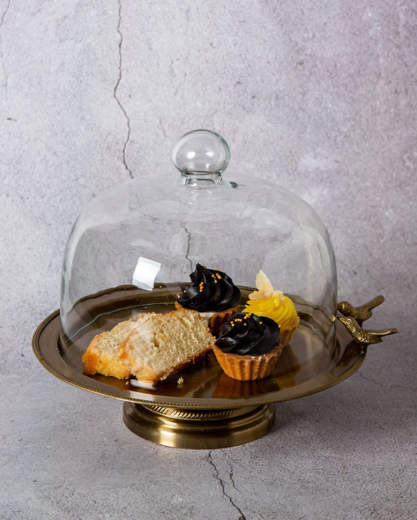 Birdie Cake Stand with Glass Cloche | 9 x 9 inches