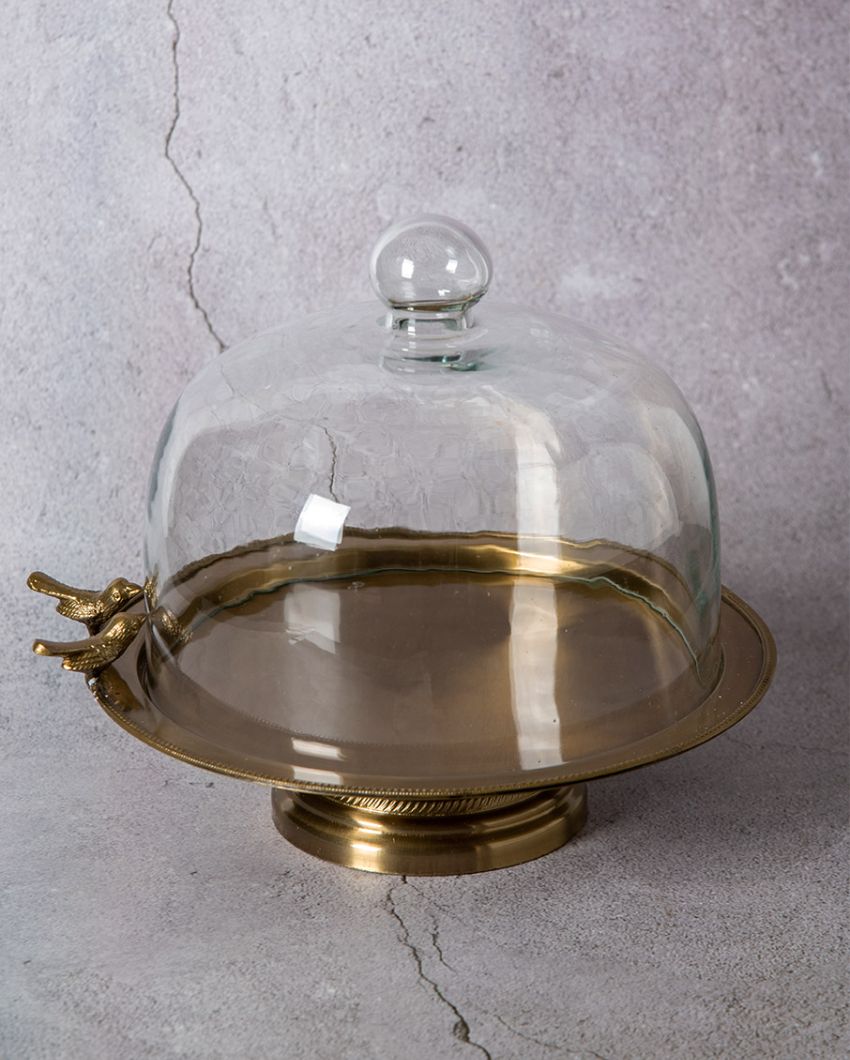 Birdie Cake Stand with Glass Cloche | 9 x 9 inches