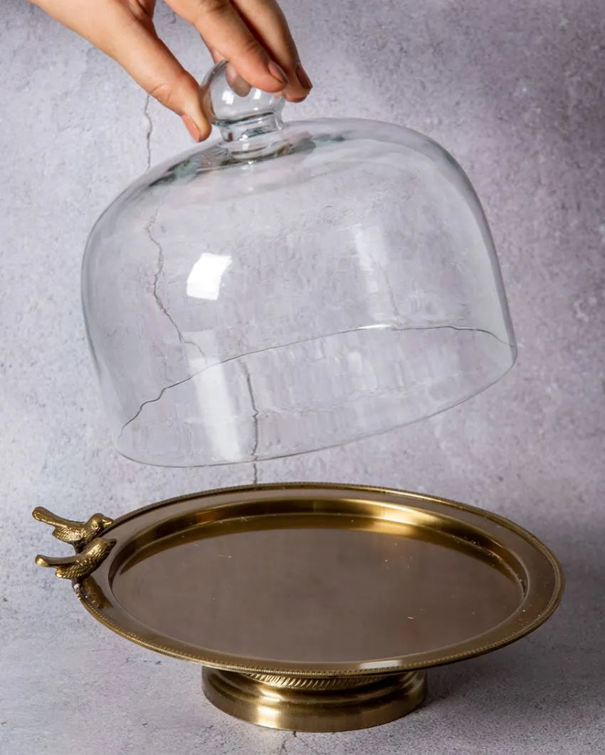 Birdie Cake Stand with Glass Cloche