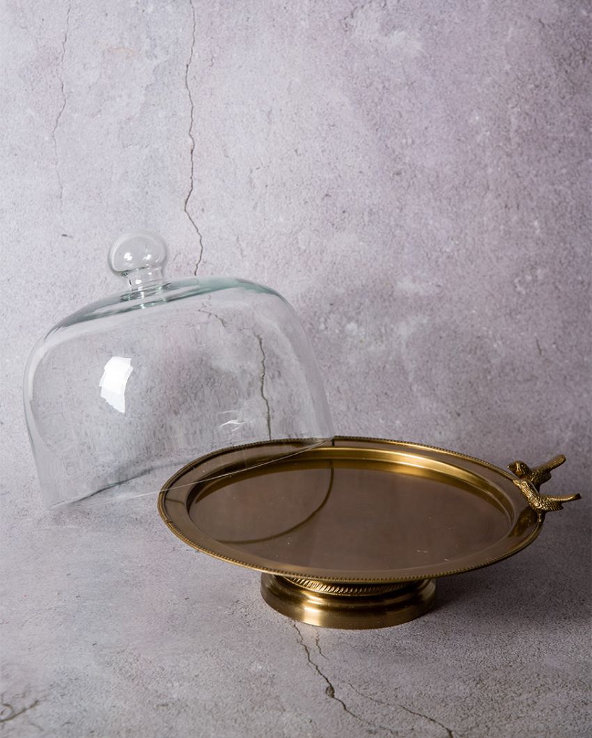 Birdie Cake Stand with Glass Cloche | 9 x 9 inches