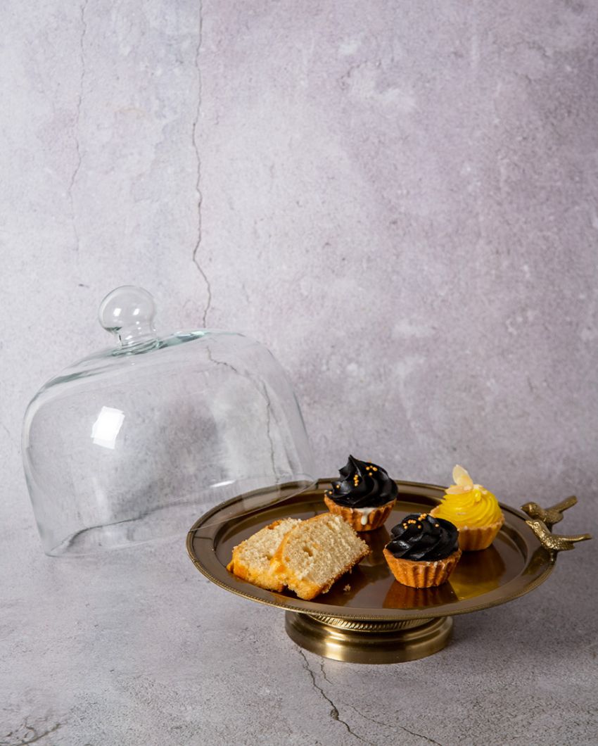 Birdie Cake Stand with Glass Cloche | 9 x 9 inches