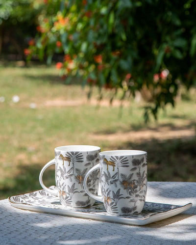 Madagascar Bone China Mugs & Platter Set