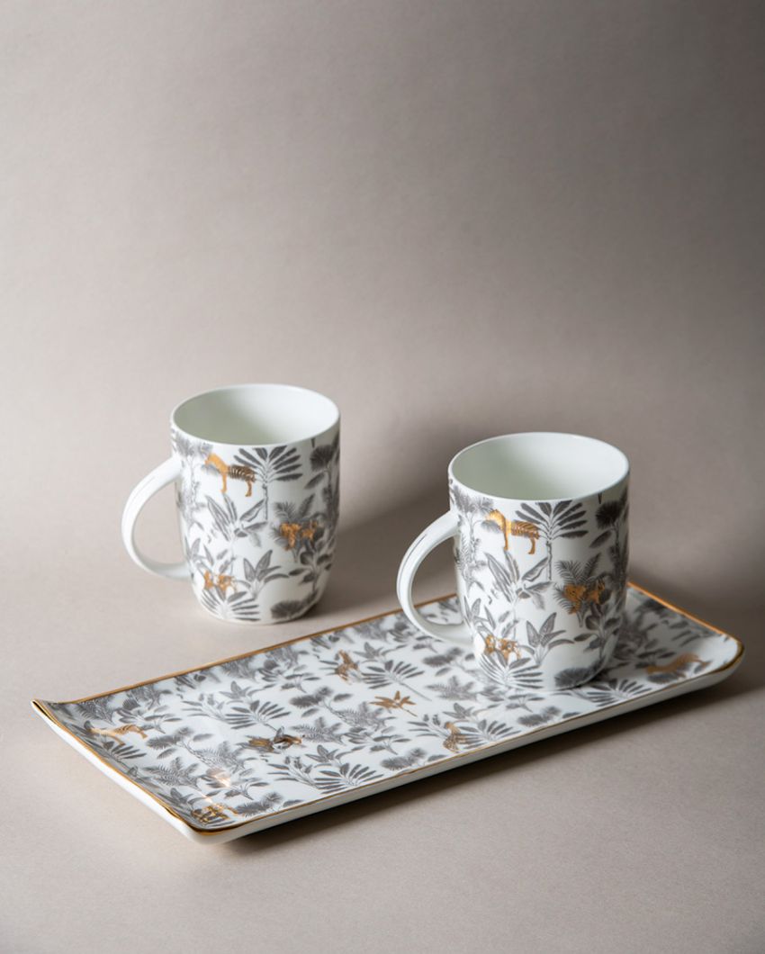 Madagascar Bone China Mugs & Platter Set