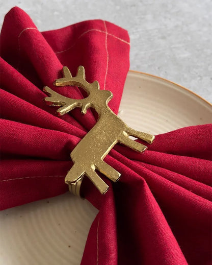 Golden Reindeer Napkin Rings | Set of 4