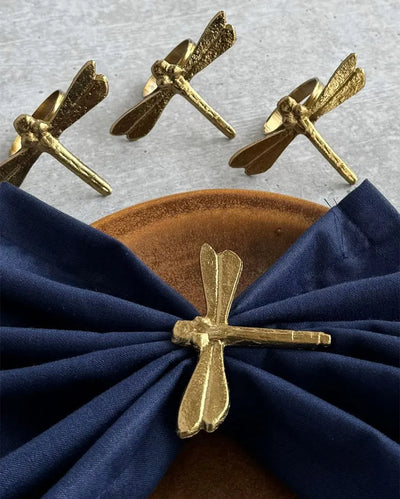 Dragonfly Golden Napkin Rings | Set of 4