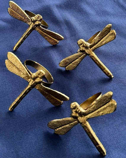 Dragonfly Golden Napkin Rings | Set of 4