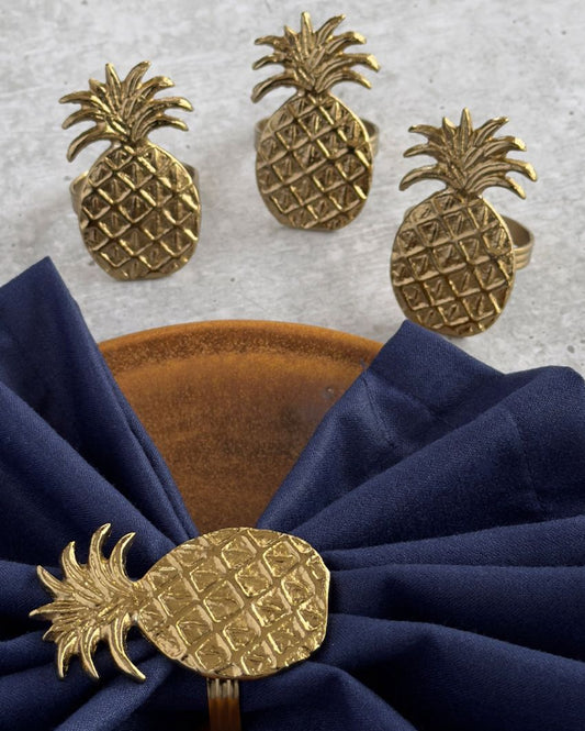 Pineapple Golden Napkin Rings | Set of 4