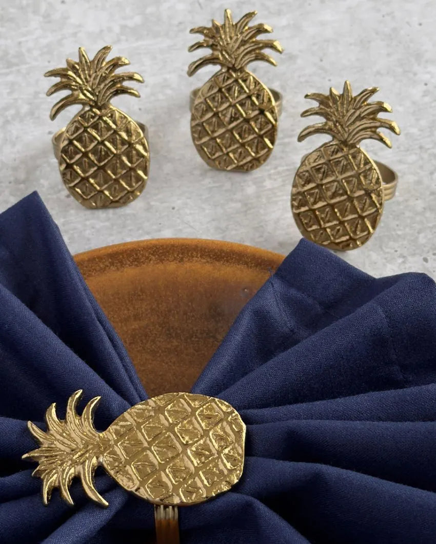 Pineapple Golden Napkin Rings | Set of 4