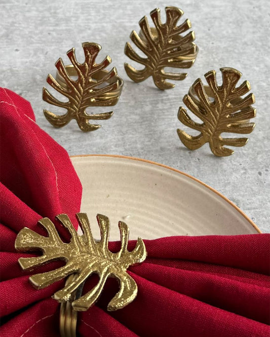Beautiful Golden Leaf Napkin Rings | Set of 4