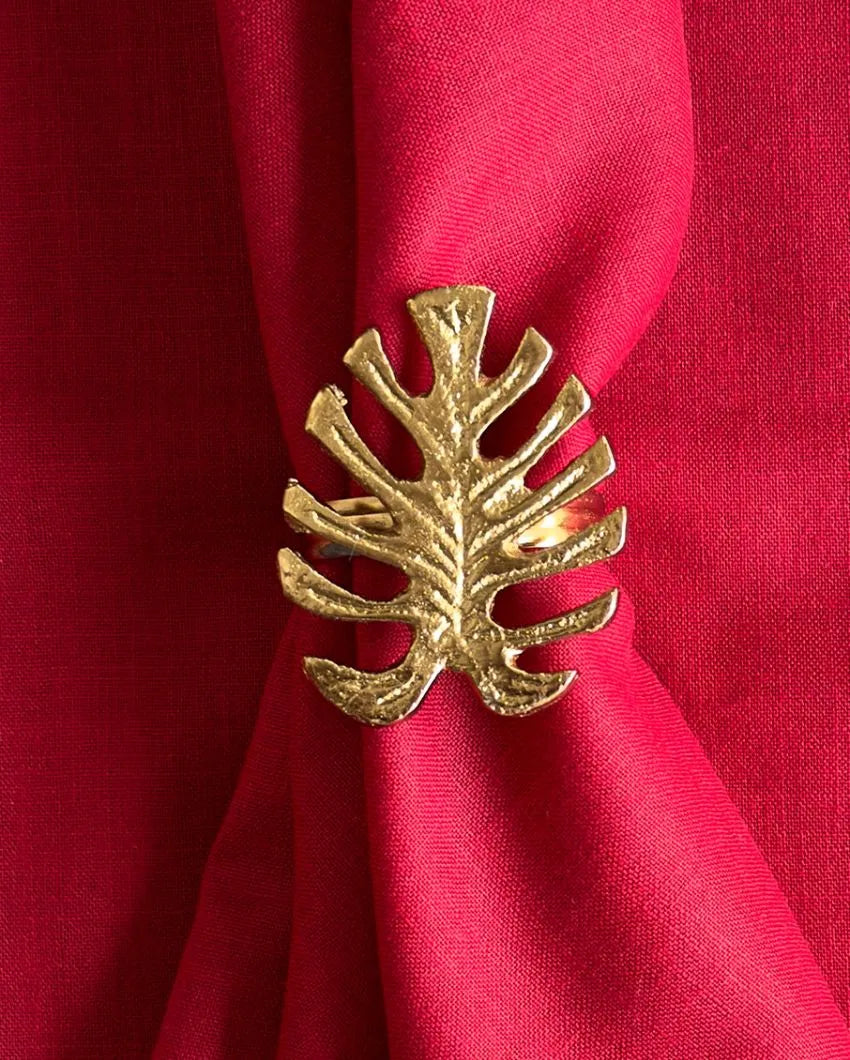 Beautiful Golden Leaf Napkin Rings | Set of 4