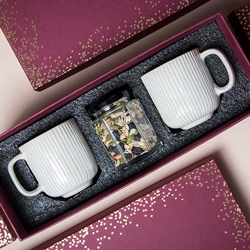 Striped Ivory Mugs Gift Box Default Title