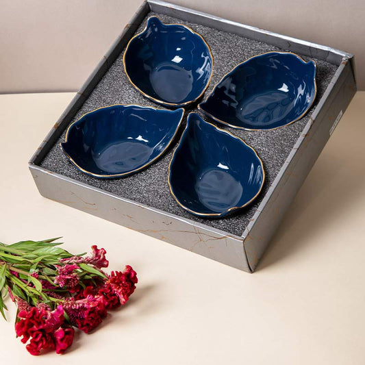 Aldeo Leaf Bowls | Set Of 4 | Multiple Colors Blue