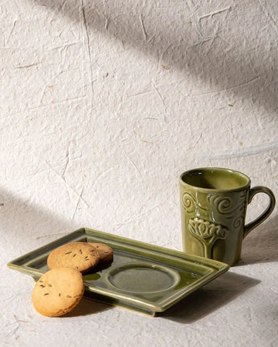 Breeze Stoneware Tea Set Olive Green