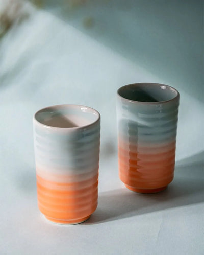 Shaded Ribbed Stoneware Tumbler | Set Of 2