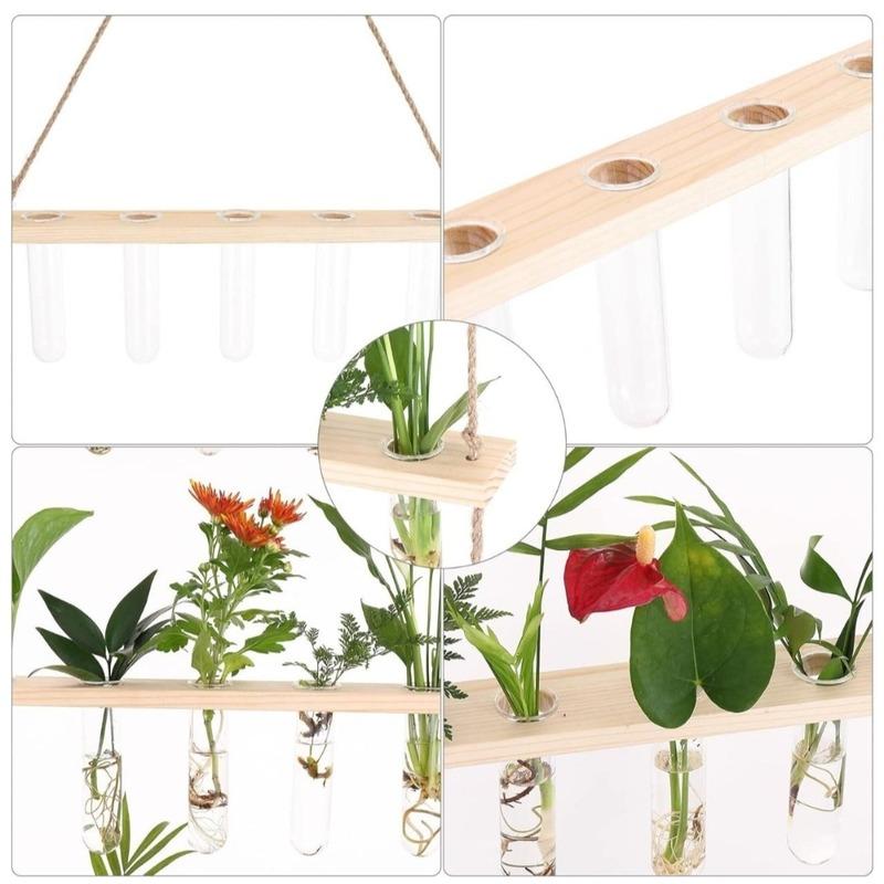 1 Tier Wall Hanging Test Tube Planter With Wooden Holder Default Title