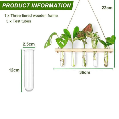 1 Tier Wall Hanging Test Tube Planter With Wooden Holder Default Title