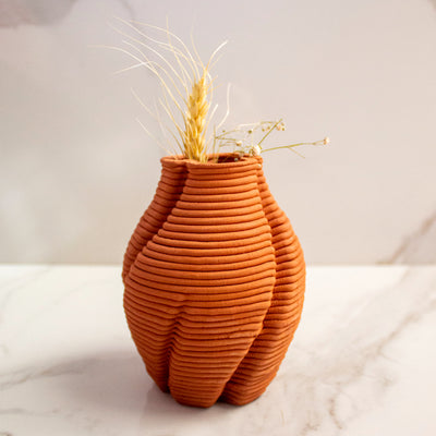 Terracotta Brown and Twisted Flower Vase Default Title