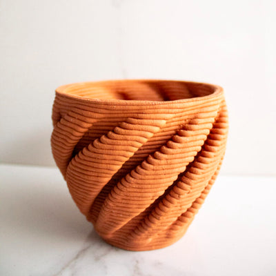 Terracotta Brown and Twisted Flower Vase Default Title