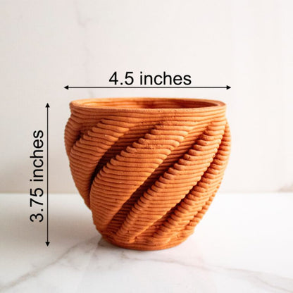 Terracotta Brown and Twisted Flower Vase Default Title