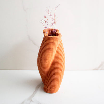 Terracotta Brown and Twisted Flower Vase Default Title