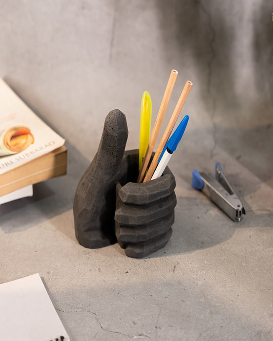 Practical Stylish Design Thumbs Up Concrete Organizer | 6 x 5 x 4 inches