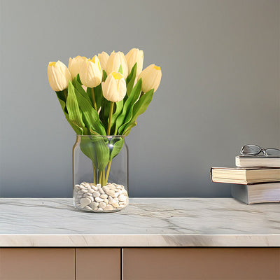 Delightful Artificial Tulip Flower Sticks Without Vase | Set of 5 | 1.1 feet