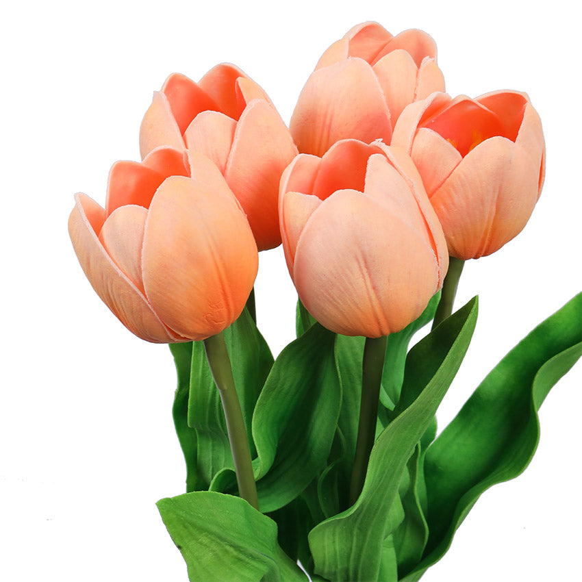 Charming Artificial Tulip Flower Sticks Without Vase | Set of 5 | 1.6 feet