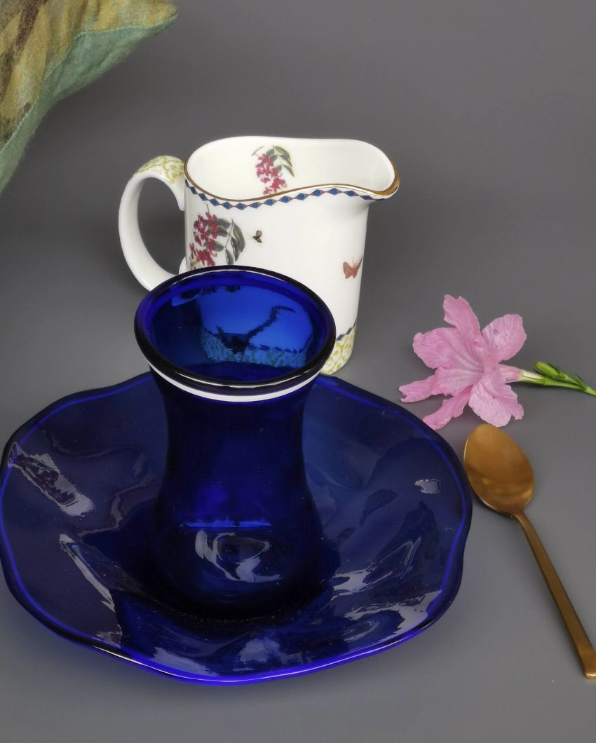 Handblown Glass Turkish Tulip Cup And Saucer Set Clear