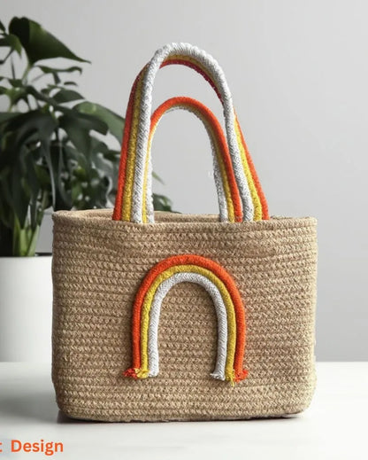 Jute Rainbow Handbag | 10 x 7 x 5 inches