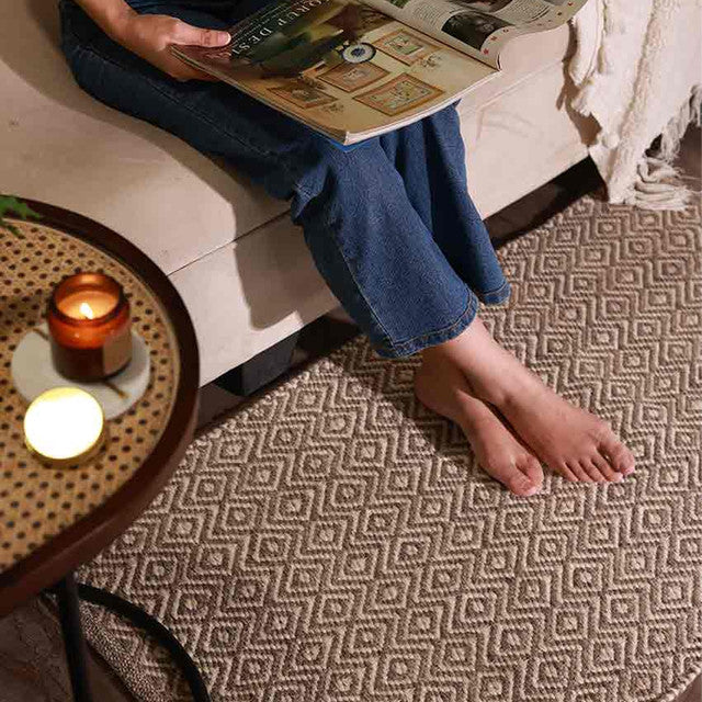 Geomatrical Pitloom Woven Polyester Rug