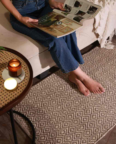 Geomatrical Pitloom Woven Polyester Rug