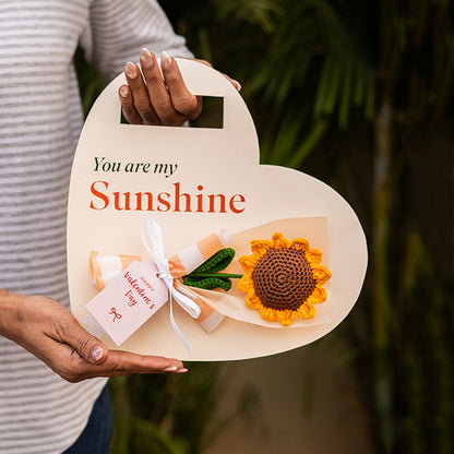 Elegant Sunflower Bouquet with You`re My Sunshine Quote | 12 x 11 inches