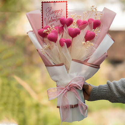 Beautiful Fluttering Crochet Hearts Bouquet | 18 x 13 inches