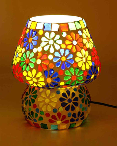 Flor de lis Glass Mosaic LED Compatible Table Lamp | 5 x 6 inches