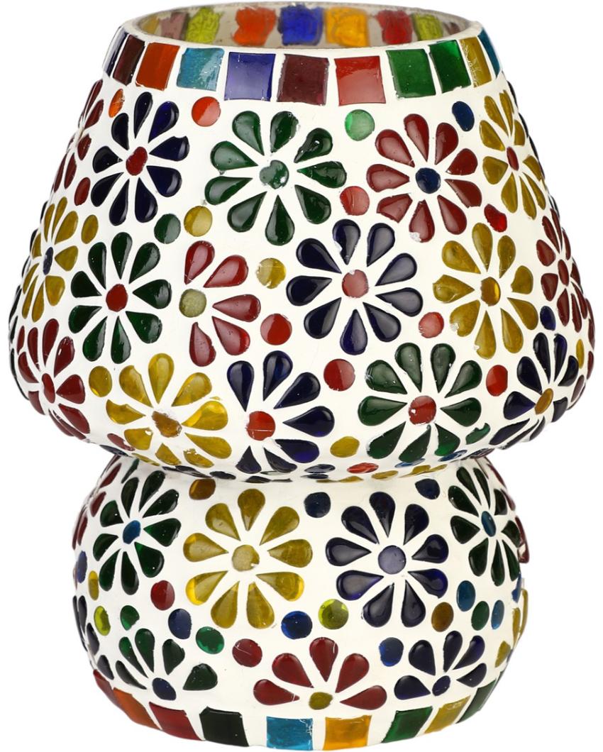 Flor de lis Glass Mosaic LED Compatible Table Lamp | 5 x 6 inches