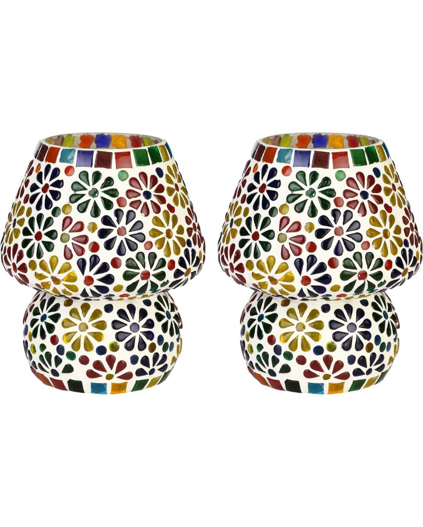 Flor de lis Glass Mosaic LED Compatible Table Lamp | 5 x 6 inches