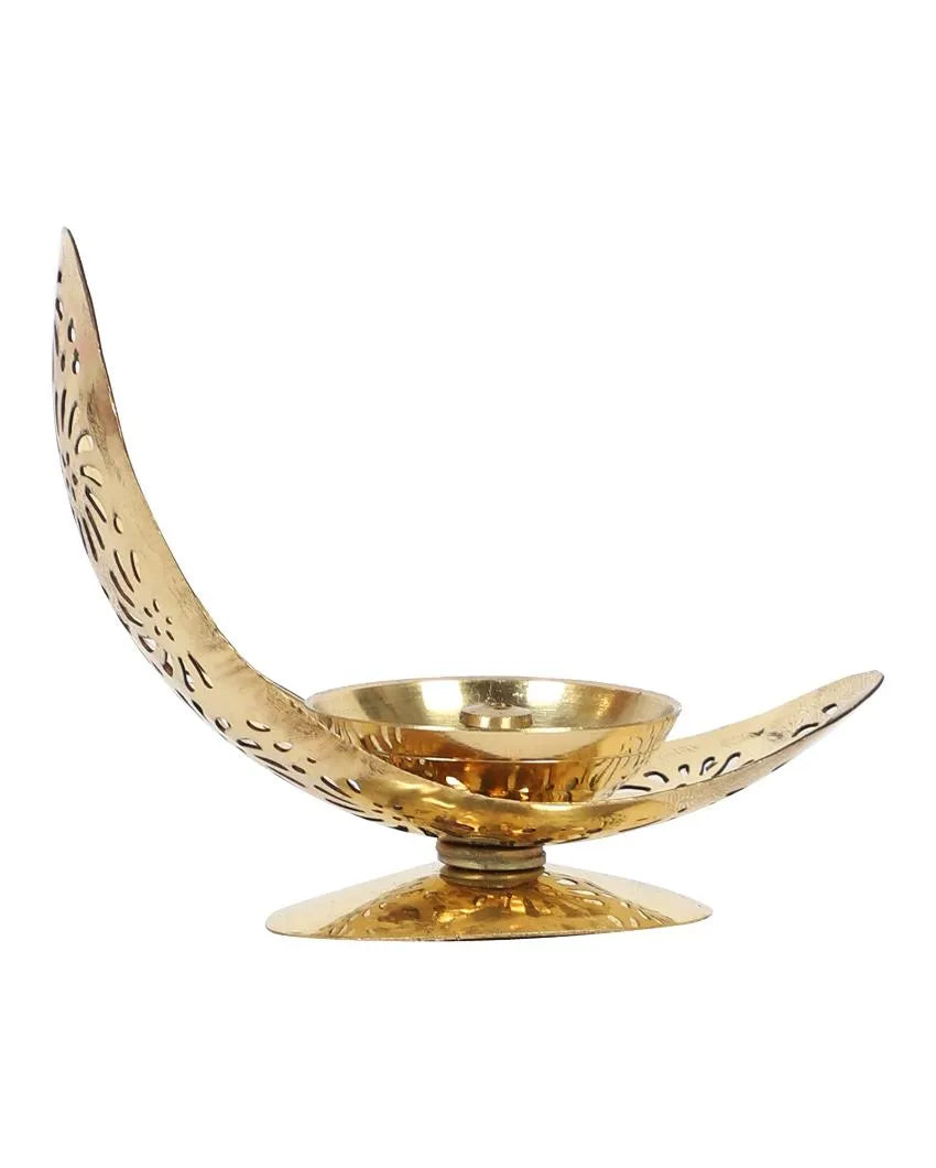 Moon Shape Brass Akhand Diya